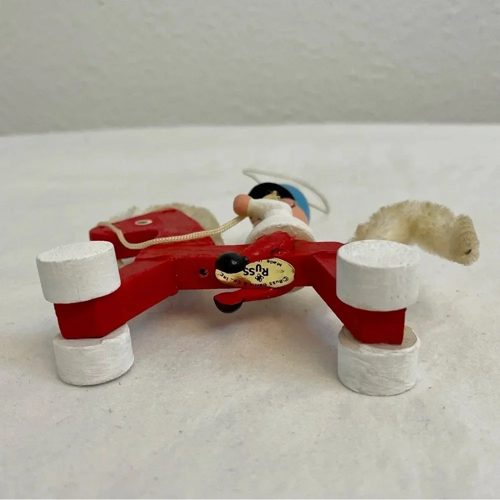 Vintage Russ Country Antique Ornaments Wooden Solider On Red Horse Style #BX2874